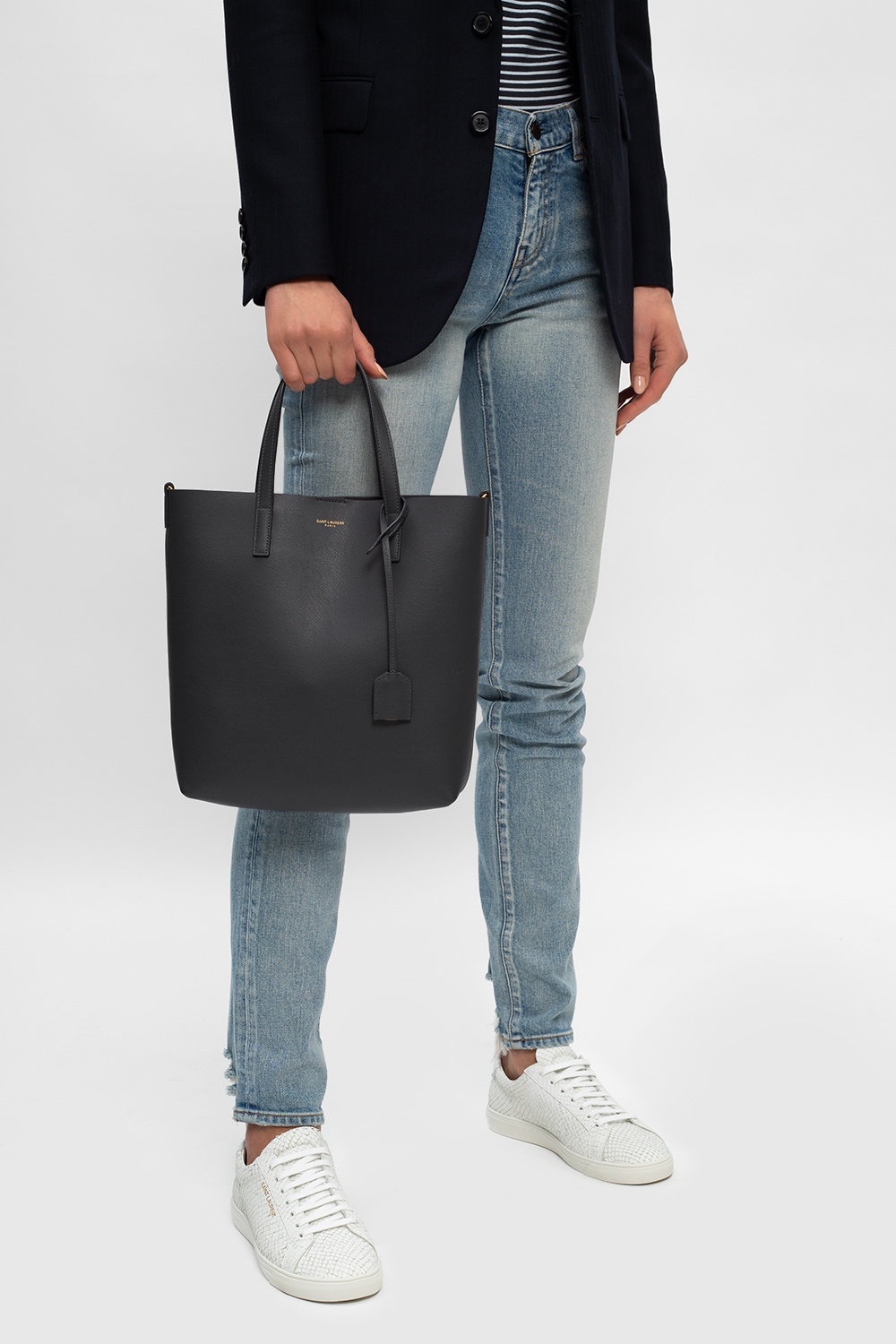 Toy shopping leather 2025 tote saint laurent